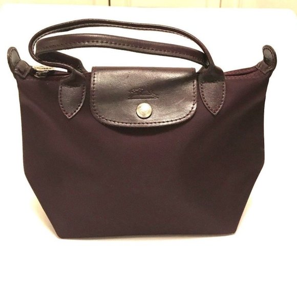 LONGCHAMP, VINTAGE BROWN NYLON HANDBAG, PRE-OWNED - Picture 2 of 10